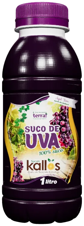 Garrafa de Suco de Uva Kallos vista em giro de 360 graus